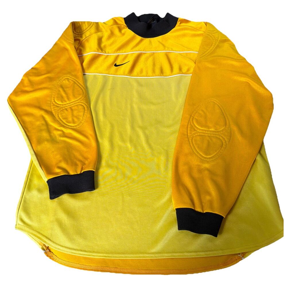 Vtg 90s Nike Goalkeeper Yellow Soccer Jersey Padded Elbow Mens Size XL Goalie 1